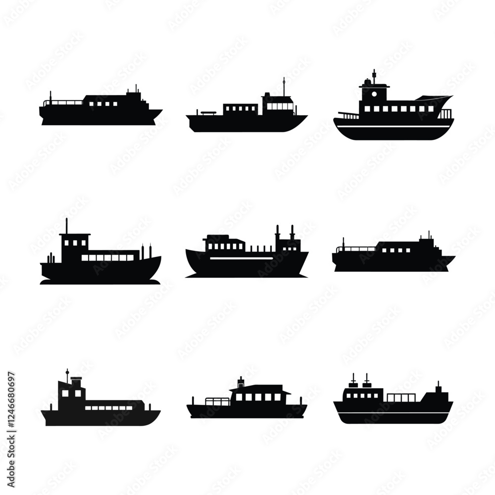 Obraz premium Barge silhouette vector illustration