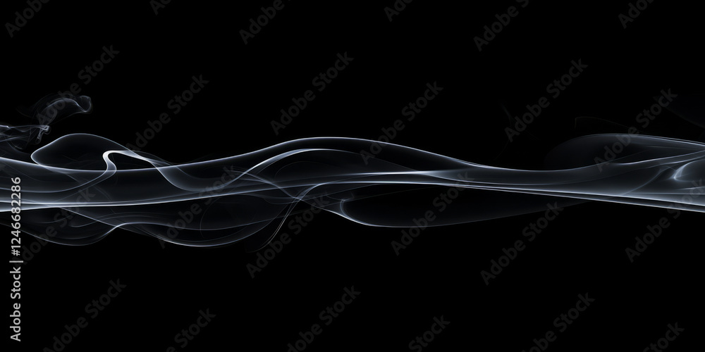 A soft black and white gradient background with subtle wisps of smoke-like patterns. The fluid nature of the design makes it ideal for luxury brands, minimalistic product visuals, or elegant digital