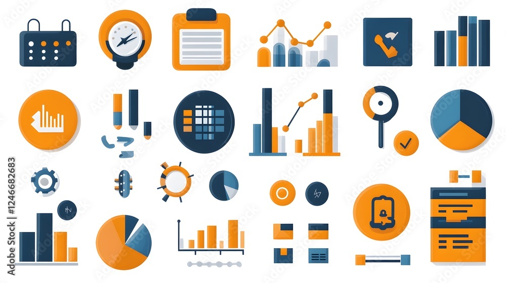 Business finance data graph icons, sleek and modern vector line art diagrams Business finance data graph icons, sleek and modern vector line art diagrams