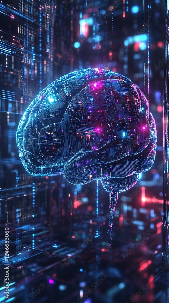 Ai generated futuristic digital brain in a virtual reality environment Ai generated futuristic digital brain in a virtual reality environment