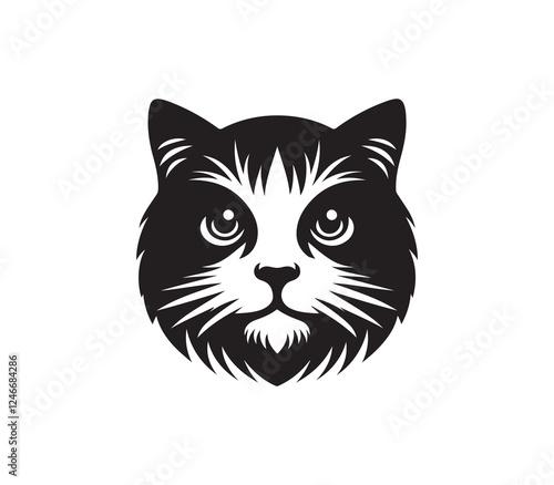 Vector cat face, minimalist and adorable