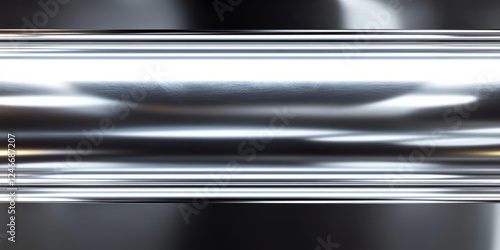 Polished chrome metal background with high-gloss reflections and smooth mirror-like surface.