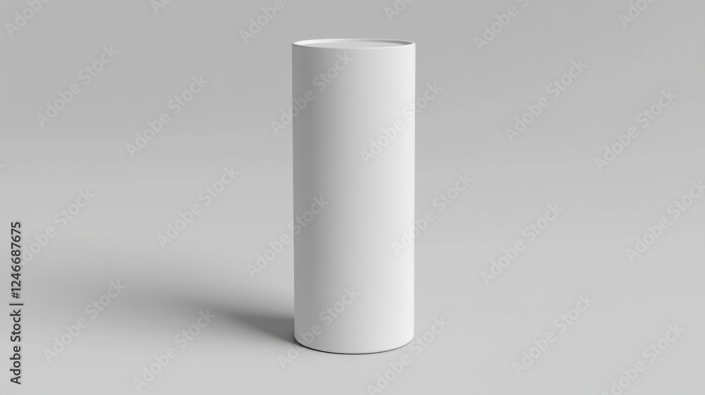 Plain White Cylinder on Light Gray Background for Mockup Use Plain White Cylinder on Light Gray Background for Mockup Use