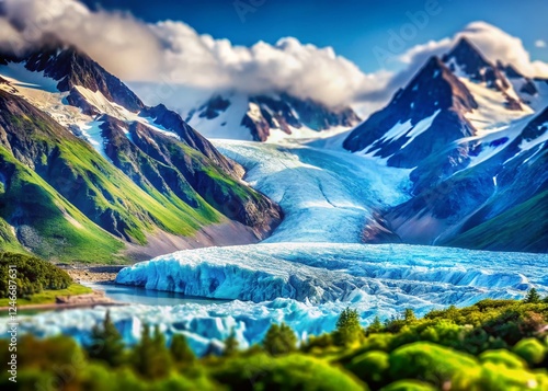 Cordova Alaska: Miniature Glacier & Mountain Landscape, Tilt-Shift Photography photo