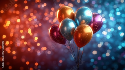 Wallpaper Mural Colorful balloons float against a shimmering background, creating a festive atmosphere for celebrations Torontodigital.ca