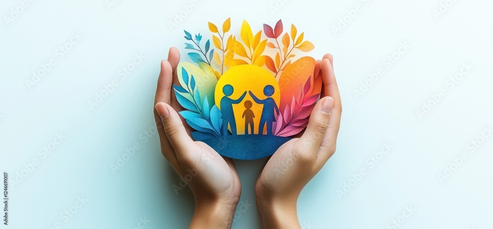 custom made wallpaper toronto digitalHuman Hands Holding Paper Cutout Family Figures Adoption Foster Care LGBT Support Community Concept