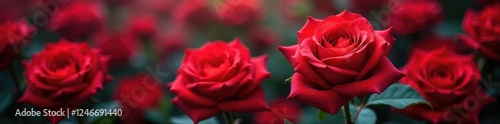 Petali di rose rosse che si aprono con una farfalla, rosa, profondo photo