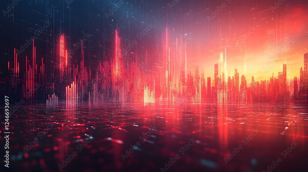 custom made wallpaper toronto digitalBusiness transformation concept, abstract geometric composition with financial trends, market strategy, and futuristic color scheme