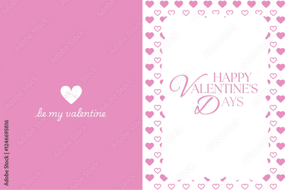 Pink Valentine’s Fold Card. Seamless Heart Pattern Background. Minimalist vector designs for love and romance. Pink Valentine’s Fold Card. Seamless Heart Pattern Background. Minimalist vector designs for love and romance.
