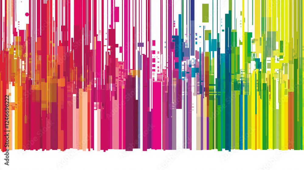 Fototapeta premium Vertical multi-colored lines background with white background