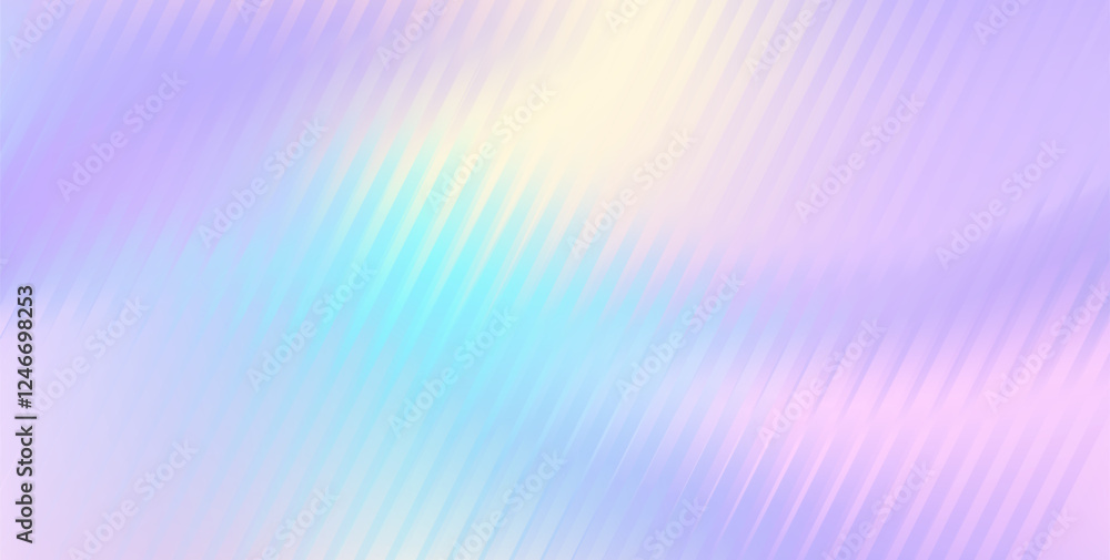 Vector Blurred holographic gradient background. Ribbed glass texture.