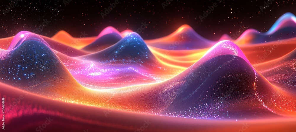 Colorful Abstract Energy Field. Vibrant Glowing Energy Waves, Undulating Digital Art Background Colorful Abstract Energy Field. Vibrant Glowing Energy Waves, Undulating Digital Art Background