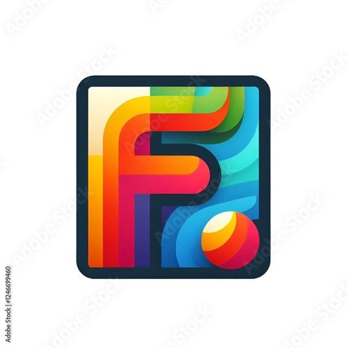 Colorful letter F logo design isolated on white background