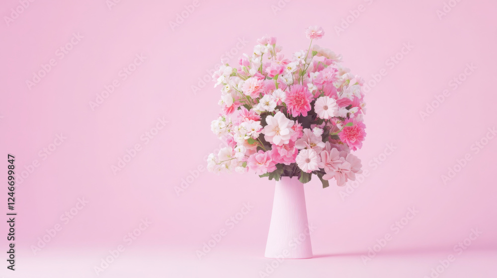 Fototapeta premium Elegant pastel bouquet in tall vase for home decor and celebrations