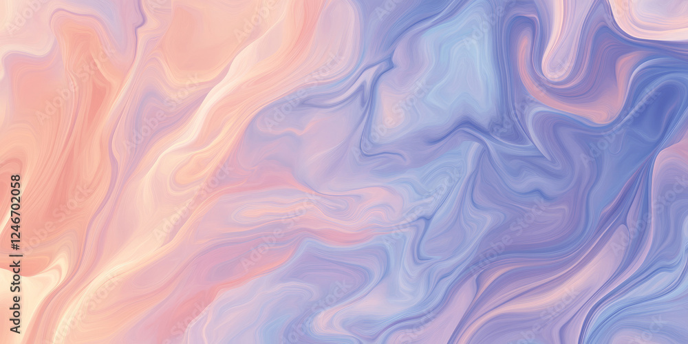 Obraz premium A seamless abstract background featuring soft pastel gradients in peach fuzz, chambray blue, and lilac, offering a smooth, tranquil, and harmonious visual.