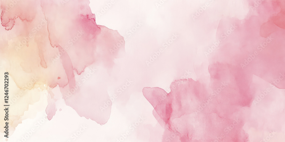 Fototapeta premium A soft pink background with dreamy, watercolor textures blending together in soft layers. The design exudes a serene atmosphere, perfect for wellness branding, beauty visuals, or calming websites.