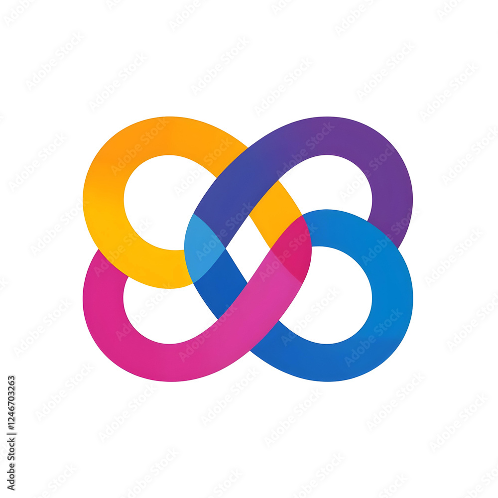 Abstract Colorful Design with Interlocking Shapes and Swirls Abstract Colorful Design with Interlocking Shapes and Swirls