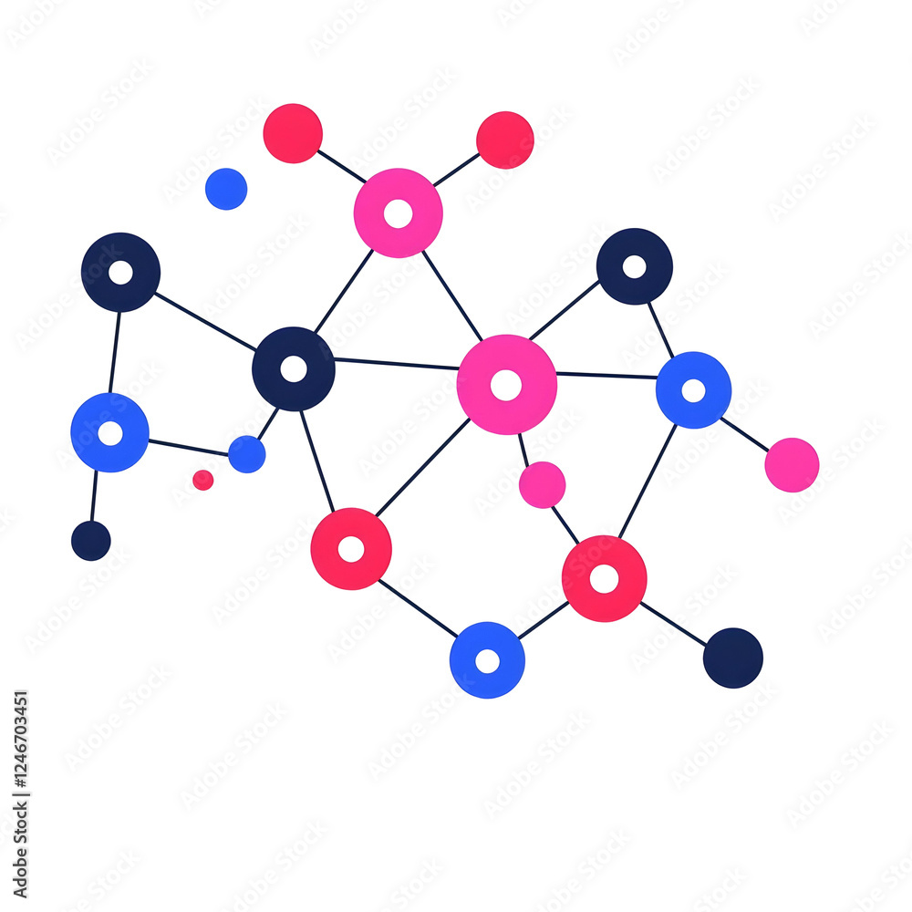 Abstract Molecular Structure with Colorful Nodes and Connections Abstract Molecular Structure with Colorful Nodes and Connections