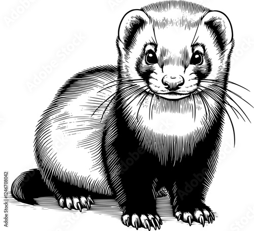 ferret lineart isolated on white