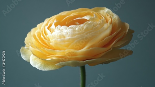 Beautiful yellow flower with intricate petals against a simple background