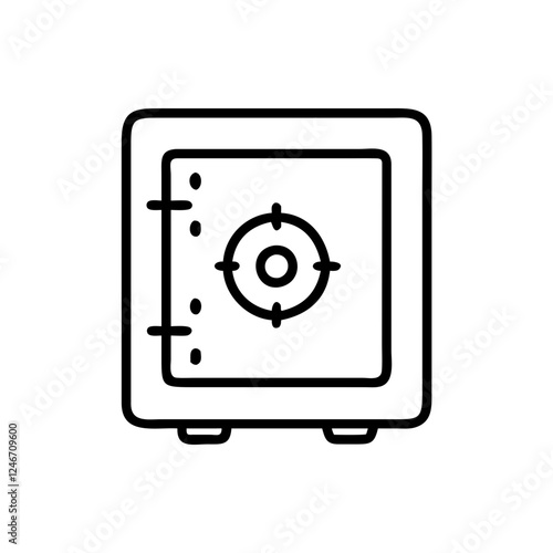 Minimalist line icon of a secure safe box with combination lock