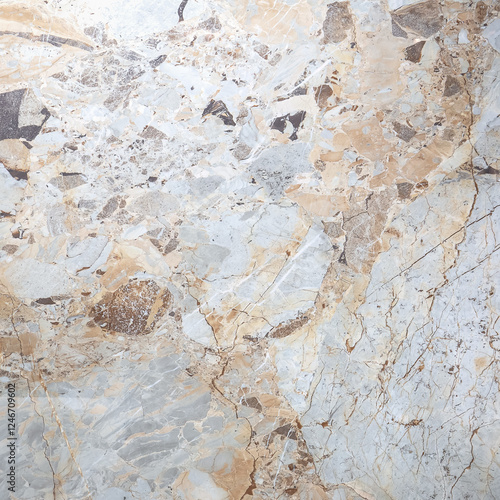 The close-up texture of marble in gray-beige tones with soft veins and color transitions