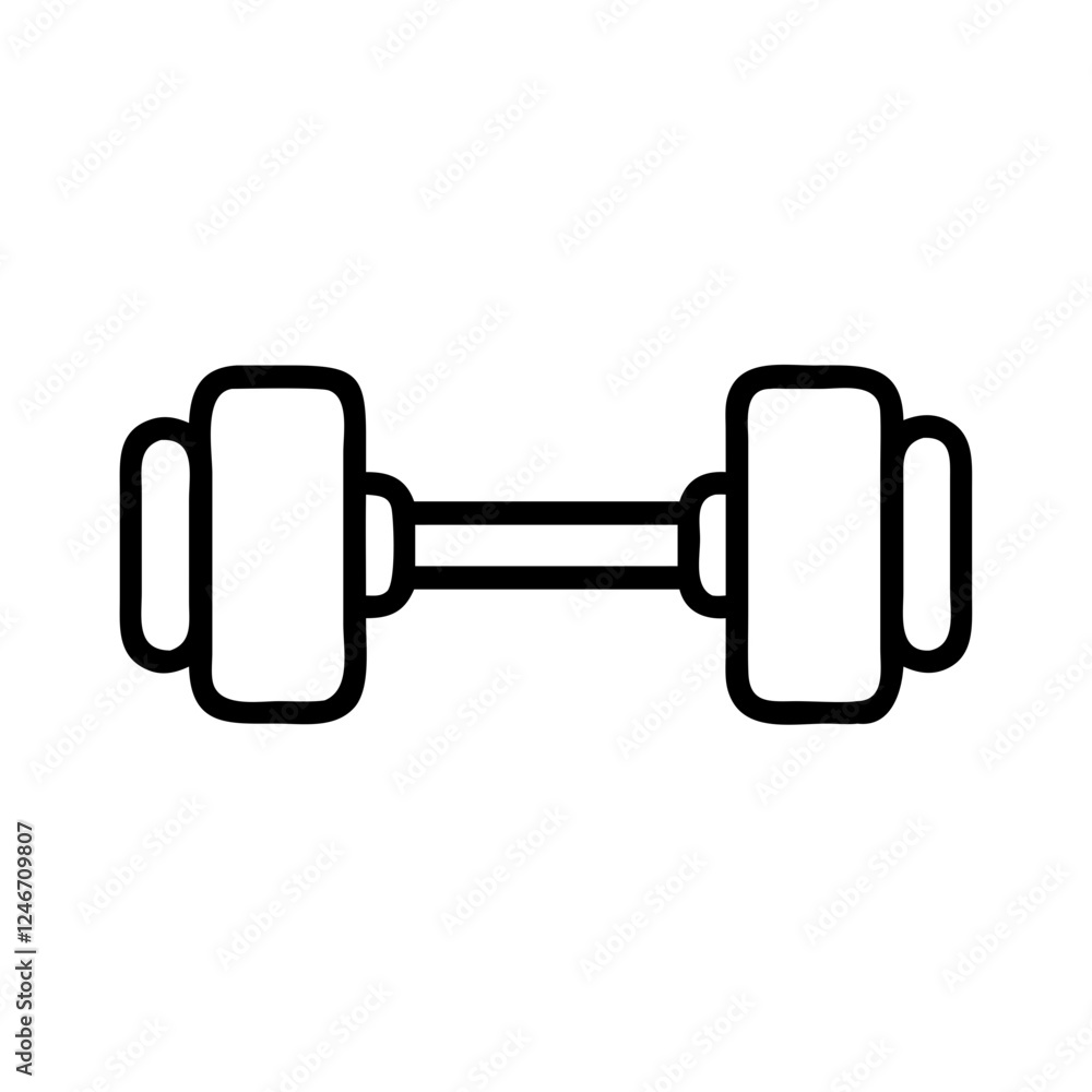 Minimalist line icon of dumbbell for fitness and gym workout Minimalist line icon of dumbbell for fitness and gym workout