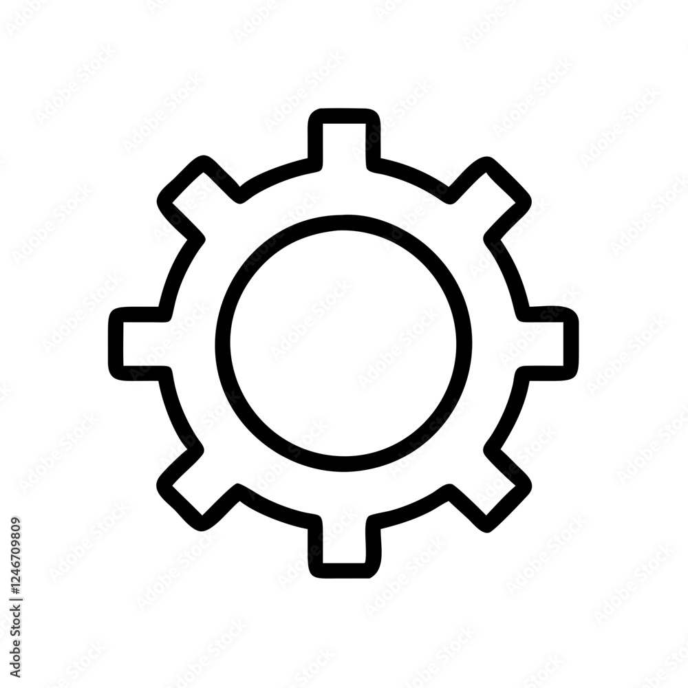 Minimalist line icon of gear for settings and technical configuration Minimalist line icon of gear for settings and technical configuration