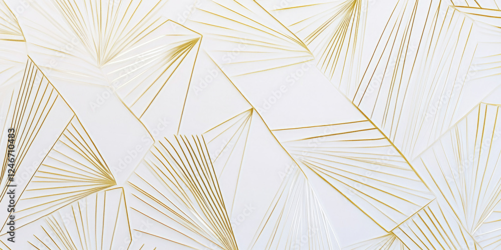 A white background with a geometric abstract pattern made of thin, gold lines forming intricate shapes. The luxurious touch of gold against the white backdrop is ideal for elegant product packaging, A white background with a geometric abstract pattern made of thin, gold lines forming intricate shapes. The luxurious touch of gold against the white backdrop is ideal for elegant product packaging,