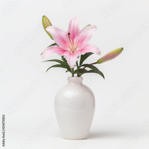 Wallpaper Mural A white vase with a pink flower in it Torontodigital.ca