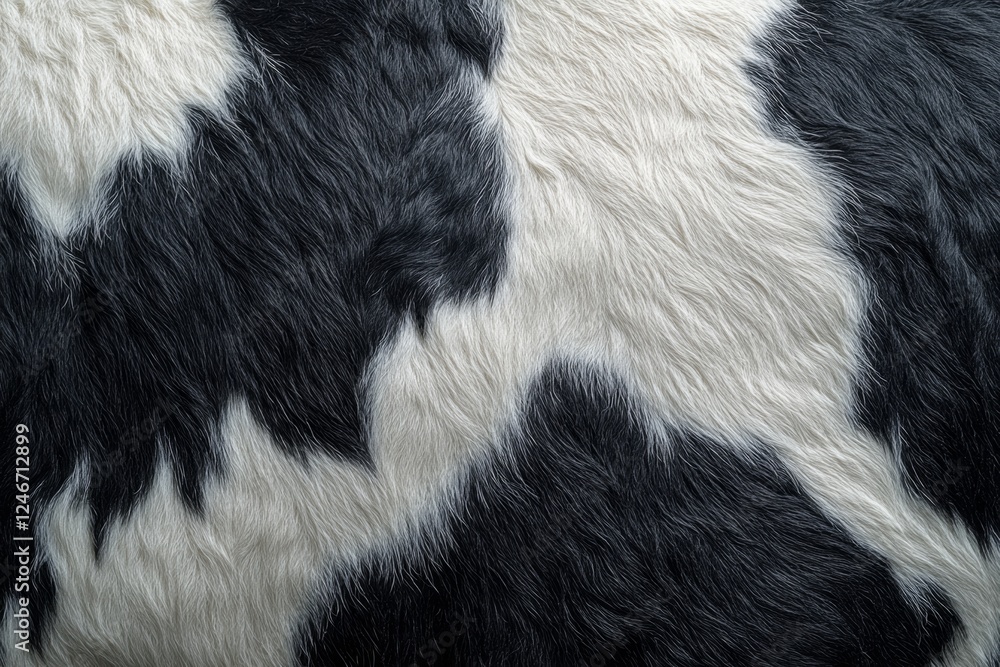 Close-Up Texture of Black and White Cowhide Abstract Animal Fur Pattern Background Close-Up Texture of Black and White Cowhide Abstract Animal Fur Pattern Background