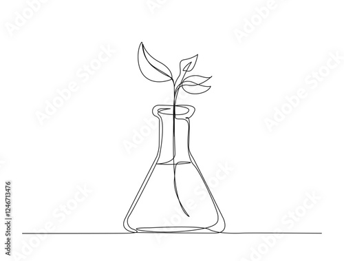 Continuous one line drawing of laboratory test tube design. Lab equipment in single line draw illustration. Editable stroke.