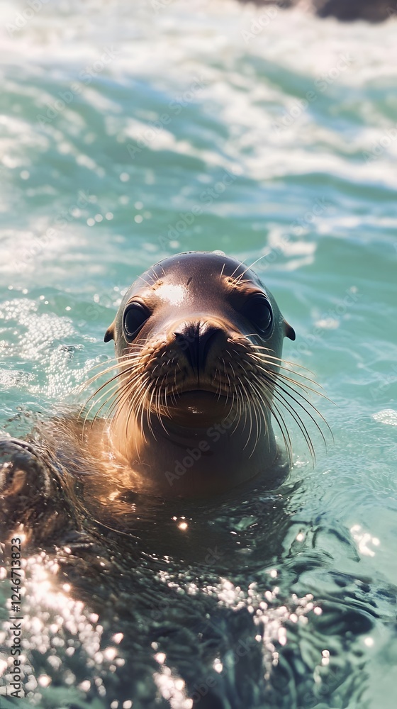 Fototapeta premium A cute baby sea lion 