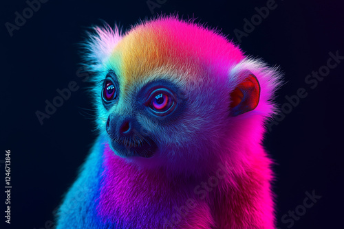 close up of a lemur with vibrant color photo