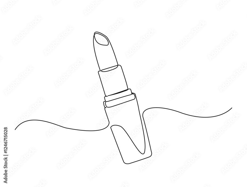 Obraz premium Continuous one line drawing of lipstick design. lipstick cosmetic in single line draw illustration. Editable stroke.