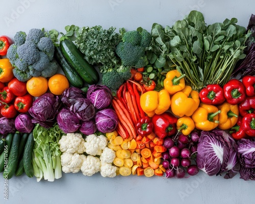 A rainbowthemed farmtotable spread with colorful vegetables and Irishinspired dishes photo