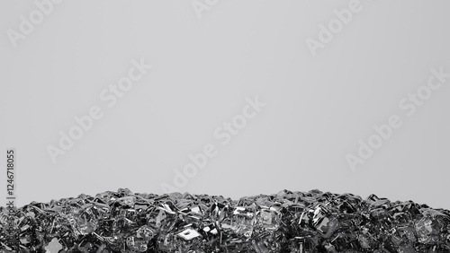 stack of ice cubes on white background