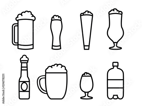 Linear icons of beer glasses