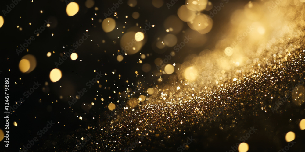 Obraz premium A luxurious champagne gold glitter texture, with rich, sparkling flecks that add elegance and sophistication. The warm metallic tone is perfect for premium product packaging, high-end event promotions