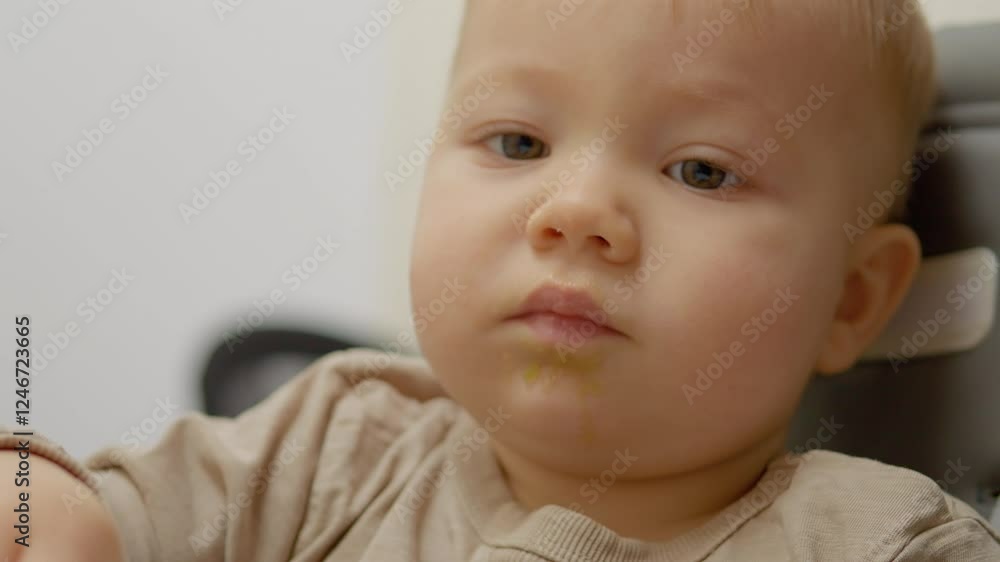 A joyful little boy happily eats a healthy fruit snack at home. He explores the flavors and textures while enjoying his nutritious treat in a relaxed setting. A joyful little boy happily eats a healthy fruit snack at home. He explores the flavors and textures while enjoying his nutritious treat in a relaxed setting.