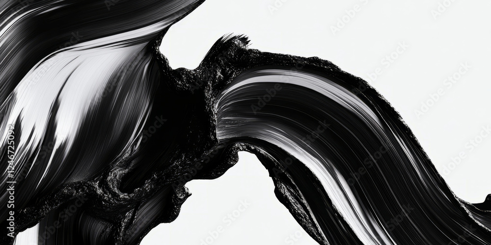 A high-contrast black and white abstract background with bold brushstrokes and soft gradients. The rough texture paired with smooth transitions creates an intense yet harmonious vibe, ideal for edgy