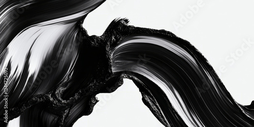Obraz na płótnie A high-contrast black and white abstract background with bold brushstrokes and soft gradients. The rough texture paired with smooth transitions creates an intense yet harmonious vibe, ideal for edgy w salonie