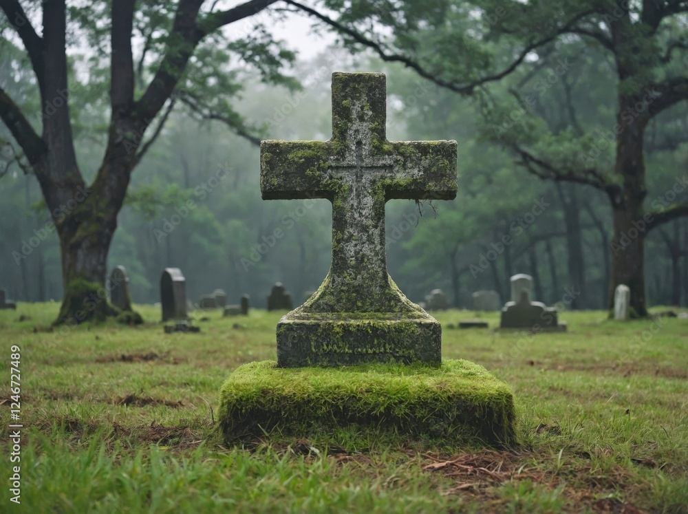 An Image of Tombstone in the Cemetery An Image of Tombstone in the Cemetery