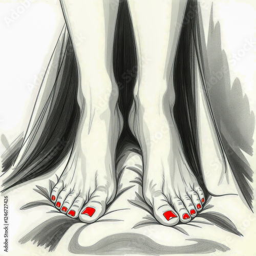 red toe nail, pedicure