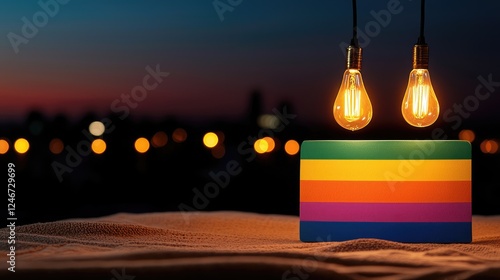 Rainbow flag sunset idea bulbs photo