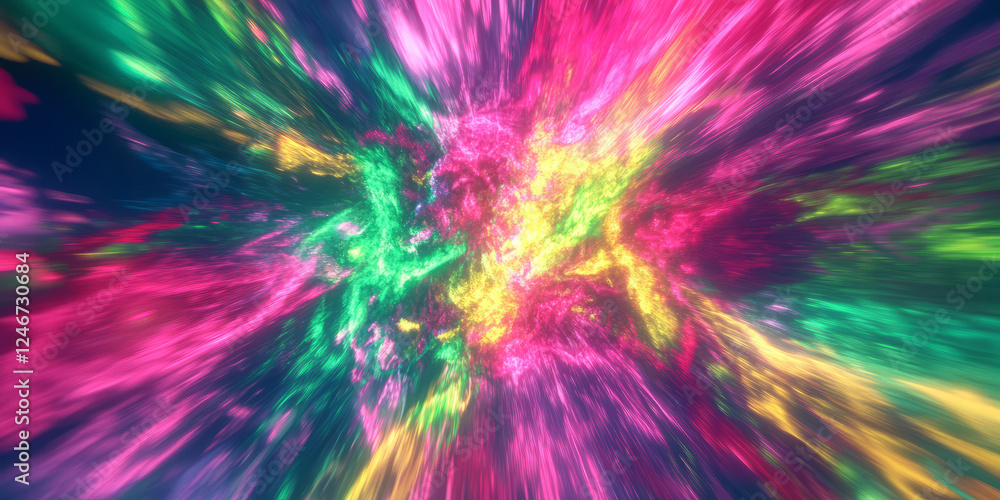 A vibrant, abstract explosion of colors with swirling gradients of neon green, pink, and yellow. The chaotic yet harmonious pattern is ideal for music visuals, event promotions, or dynamic digital A vibrant, abstract explosion of colors with swirling gradients of neon green, pink, and yellow. The chaotic yet harmonious pattern is ideal for music visuals, event promotions, or dynamic digital