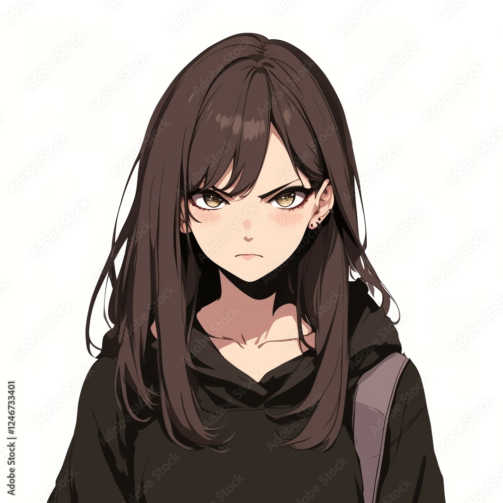 アニメ調の美少女の切り抜き用素材 アニメ調の美少女の切り抜き用素材