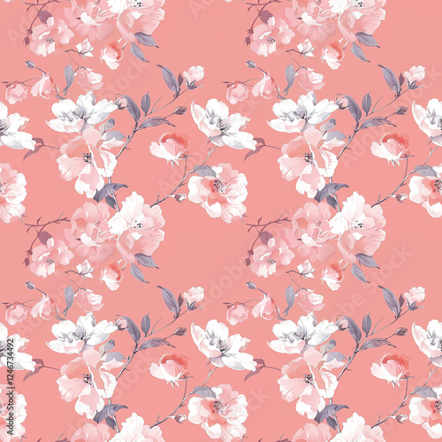 Seamless watercolor floral pattern - green leaves and branches composition on background, perfect for wrappers, wallpapers, postcards, greeting cards, wedding invitations, romantic events