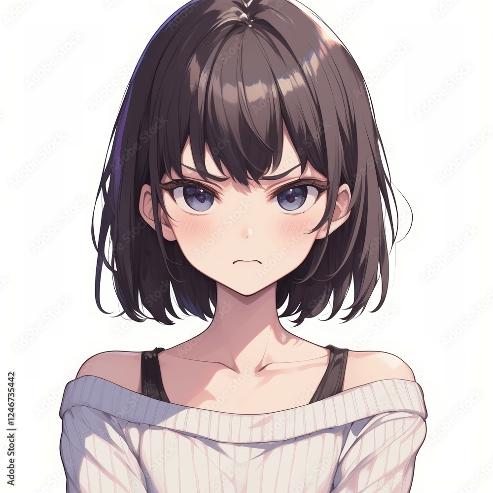 アニメ調の美少女の切り抜き用素材 アニメ調の美少女の切り抜き用素材