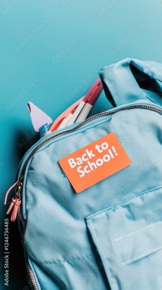 Naklejka premium Back to school essentials in a backpack with school supplies for academic preparation